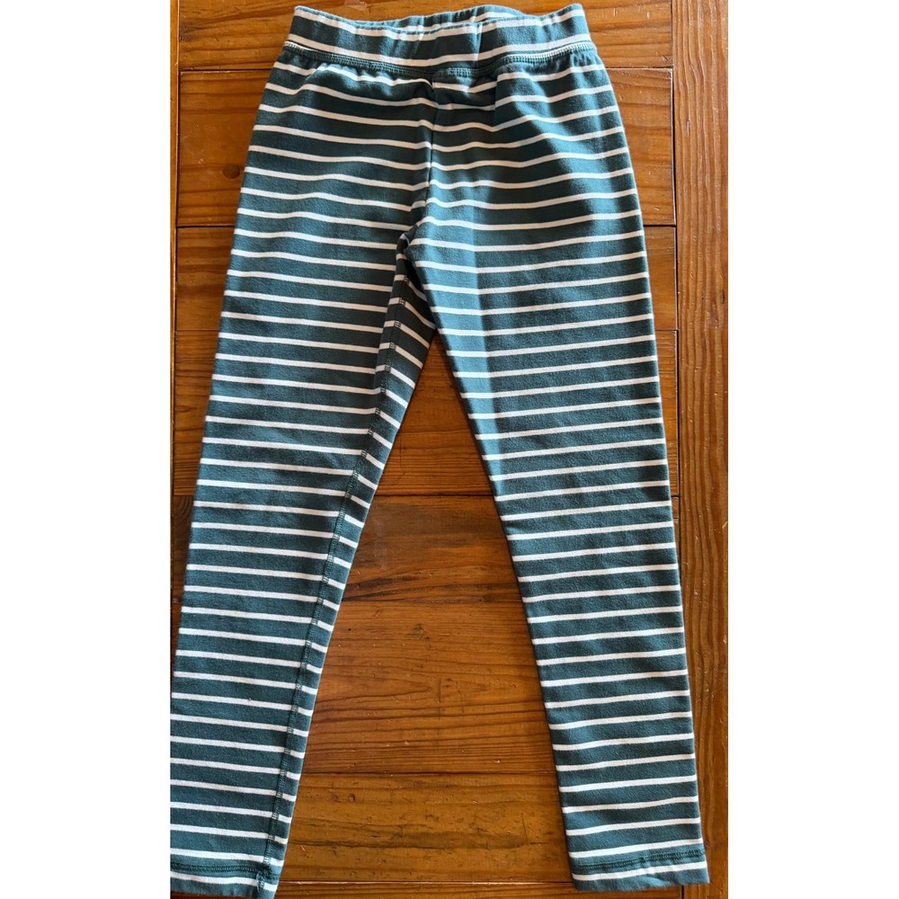 Hanna Andersson Kids Teal Green White Striped Leggings Size 130 US 8 Pants